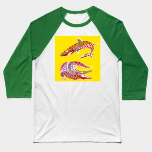 the shark and the crocodile ecopop pattern Baseball T-Shirt